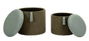 Puff con Contenitore Bolzano Verde Set 2 Pz Ø38x38 cm - Ø32x28 cm in MDF e Spugna e Poliestere Verde      