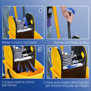 Secchio Lavapavimenti Professionale con Strizzatore Manuale 44x36x90 cm 4 Ruote e Maniglia in Metallo Giallo