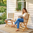 Set 2 Sedie Pieghevoli da Giardino Supporto fino a 160 kg in Rattan PE e Legno di Acacia Beige      