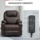 Poltrona Alzapersona Elettrica 88x92x106 cm in Similpelle Marrone