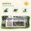 Casa per Tartarughe di Terra Terrario 91x60,5x32A cm con Pannello Apribile e 2 Spazi Separati in Legno di Abete Marrone Chiaro      