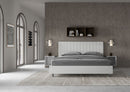 Letto Matrimoniale Imbottito in Similpelle Agueda Bianco Varie Misure
