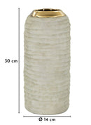 Vaso Lima Ø14x30 cm in Ceramica Grigio e Oro      