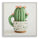 Stampa su Tela Laccata con Cornice Vasetto Cactus 40x2,8x40 cm in Pino e Tela e Plastica