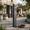 Fontana da Giardino Design a Colonna Ovale Rubinetto in Ottone Senza Base Antracite