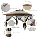Gazebo Pieghevole One Touch 3,6x3,6 m Rivestimento Impermeabile e Resistente Beige     