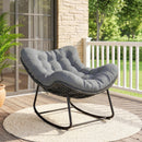 Sedia a Dondolo 87x110x70 cm con Cuscino Morbido in Rattan Grigio Scuro      