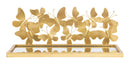 Comodino Mensola Butterflies Coppia 43x19,2x16,5 cm in Ferro e MDF e Specchio Oro      