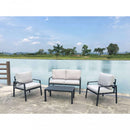 Set Salotto da Giardino Divano 2 Poltrone e Tavolino con Cuscini in Alluminio Antracite