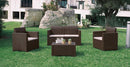 Set da Giardino Divano 2 Poltrone e Tavolino in Polipropilene Vandi Marrone
