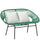 Divano da Giardino 2 Posti 132x72x83 cm con Cuscini e Braccioli in Rattan PE e Acciaio Verde