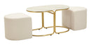 Tavolo da Caffè con 2 Puff Relax 79x45x44 cm in Pino e MDF e Spugna e Poliestere e Metallo      