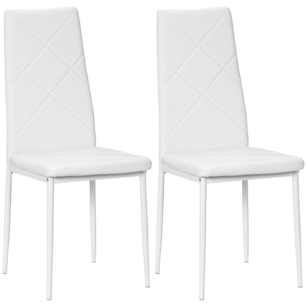 Set 2 Sedie 41x50x97 cm con Schienale Alto in Finta Pelle e Acciaio Bianco acquista