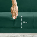 Divano Letto Singolo Clic Clac con Schienale Regolabile 215x83x87 cm in Tessuto Effetto Velluto con 2 Cuscini Verde 