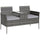 Panchina da Esterno 2 Posti 137x59x82 cm con Tavolino da Caffè in Acciaio e Rattan PE Grigio