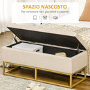Panca Fondo Letto 110x44x48 cm con Contenitore in Poliestere Trapuntata Beige