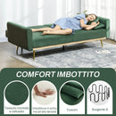 Divano Letto Singolo Clic Clac 206x81x83 cm in Tessuto Effetto Velluto con 2 Cuscini Verde 