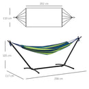Amaca Autoportante con Supporto 298x117x105 cm Altezza Regolabile e Borsa di Trasporto in Metallo e Poliestere Verde      