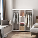 Armadio Guardaroba Aperto 120x40x128 cm 2 Aste e 3 Ripiani in Legno Ingegnerizzato Bianco  