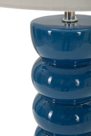 Lampada da Tavolo Torr Blu Ø25x46 cm in Ceramica e Ferro e Tessuto Blu e Bianco      
