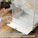 Gabbia per Uccelli Voliera 79x65x155 cm con Ruote in Acciaio Bianco      