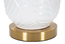Lampada da Tavolo Ceramic Ø40x70 cm in Ceramica e Ferro e Tessuto Oro e Bianco      