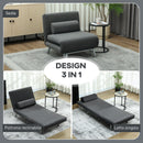 Poltrona Letto Singolo 3 in 1 75x70x75 cm in Tessuto Effetto Lino Grigio Scuro   