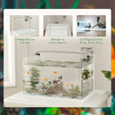 Acquario in Vetro con Luci LED da 20L 38x26x27 cm Filtro e Pompa d'Acqua Bianco   
