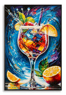 Stampa Decorata su Tela Laccata con Cornice Cocktail 62x3,5x92 cm in Abete e Tela e Plastica      