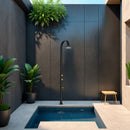 Doccia da Giardino in Alluminio Rubinetteria e Soffione Oro Sined Luna Alu Nero 