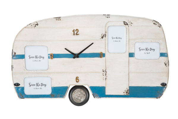 Orologio da Muro Roulotte 79x3,50x46,50 cm in Ferro Bianco e Blu prezzo