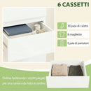 Comò Slim 40x35x109 cm 6 Cassetti Finitura Lucida in MDF Bianco      
