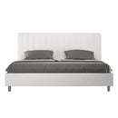 Letto Matrimoniale Imbottito in Similpelle Agueda Bianco Varie Misure