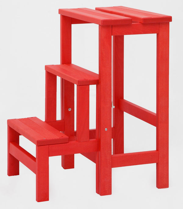 sconto Sgabello Scaletta 60x40x46 cm in Legno Rosso