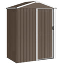 Casetta Box Porta Attrezzi da Giardino 136x87x179 cm Superficie 1.1m² con Porta Scorrevole Bloccabile in Acciaio Marrone      