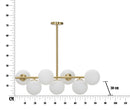 Lampadario Glamy 7 Luci 81x30x74 cm in Ferro e Vetro Oro e Bianco