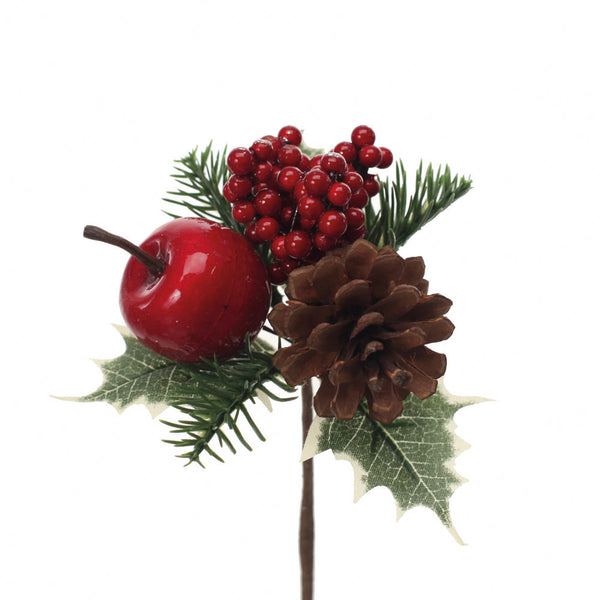 Set 24 Pick con Mele e Bacche H15 cm Rosso acquista