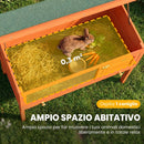 Conigliera da Esterno 90x45x 65 cm con Vassoio Estraibile Tetto Apribile e Porta con Serratura in Legno di Pino Arancione      