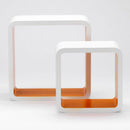 Set 2 Mensola in Legno Stile Desing Moderno Bianco Arancione