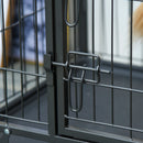 Box Kennel per Cani Pieghevole 94x58x69.5 cm a Doppia Porta con Blocco 4 Ruote e Fondo Rimovibile Grigio      