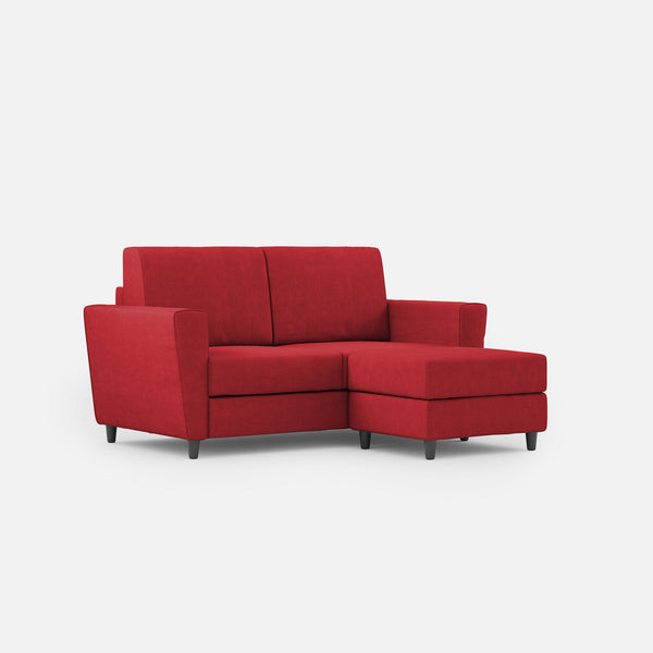 online Divano 2 Posti con Pouf 172x145x85 cm Yasel in Tessuto Rosso