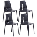 Set 4 Sedie Impilabili 85x50x51 cm in Polipropilene e Fibra di Vetro Lisbona Antracite