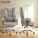 Sedia da Ufficio Ergonomica 78x70x118-126 cm Reclinabile con Poggiapiedi Schienale Alto in Finta Pelle Grigio Chiaro      