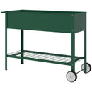 Fioriera da Esterno con Mensola Inferiore Portautensili 109x44x80 cm in Metallo Verde