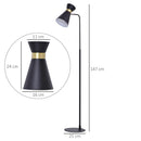 Lampada da Terra con Paralume E27 in Metallo  Nera