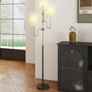 Lampada da Terra Alta con 3 Punti Luce Attacco E27 e Interruttore a Pedale 54x54x165 cm Base in Metallo Oro  