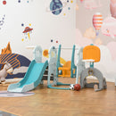 Set Gioco 5 in 1 per Bambini Scivolo Altalena Canestri Porta di Calcio e Anelli    