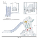 Scivolo per Bambini 150x185x92 cm, con Altalena e Canestro Bianco e Grigio