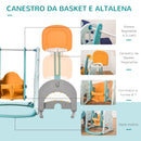 Set Gioco 5 in 1 per Bambini Scivolo Altalena Canestri Porta di Calcio e Anelli    