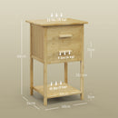 Set 2 Comodini con 2 Cassetti e Ripiano Inferiore in stile Nordico 40x34x60 cm in Bambù 
